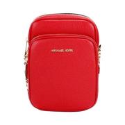 Rode Pebble Leren Ketting Crossbody Tas Michael Kors , Red , Dames