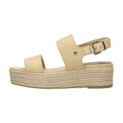 Beige Mid Wedge Espadrilles Sandal Tommy Hilfiger , Beige , Dames