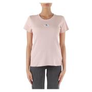 Stretch Katoenen Geribbelde T-shirt Calvin Klein Jeans , Pink , Dames