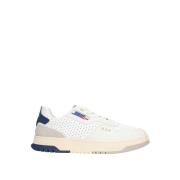 Witte/Navy Leren Sneakers voor Mannen Blauer , White , Heren