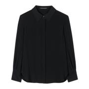 Zijden Blouse met Smock Details Luisa Cerano , Black , Dames