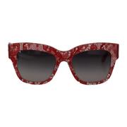 Rood Wit Acetaat Zonnebril Grijze Lenzen Dolce & Gabbana , Multicolor ...