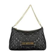 Zwarte Polyethyleen Schoudertas met Kettinghengsel Love Moschino , Bla...