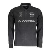 Zwarte Katoenen Poloshirt Logo Borduurwerk La Martina , Black , Heren