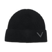 Zwarte VLogo Signature Beanie Hoed Valentino Garavani , Black , Dames