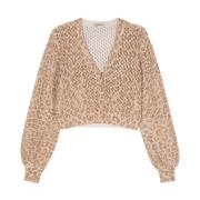 Leopard Print Sweater Beige Twinset , Beige , Dames