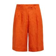 Délavé Linnen Bermuda Shorts Maliparmi , Orange , Dames
