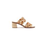 Geometrische Middenhak Leren Sandalen Maliparmi , Beige , Dames