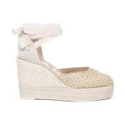 Beige Espadrilles Sandalen met Enkelveters Manebí , Beige , Dames