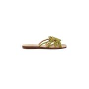 Handgeborduurde Loafer-Sandalen met Geweven Banden Maliparmi , Green ,...