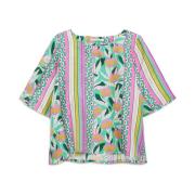 Gedrukte Satijnen Twill Shirt Maliparmi , Multicolor , Dames