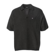 Zwarte Boucle Gebreide Poloshirt Represent , Black , Heren