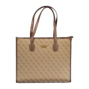 Stijlvolle polyethyleen handtas met meerdere zakken Guess , Beige , Da...