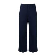 Blauwe Wide Leg Chino Broek Polo Ralph Lauren , Blue , Dames