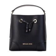 Zwarte Pebbled Leren Bucket Crossbody Tas Michael Kors , Black , Dames