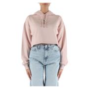 Cropped Katoenen Sweatshirt met Logo Patch Calvin Klein Jeans , Pink ,...