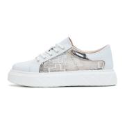 Witte Leren Platform Sneakers Cesare Gaspari , White , Dames