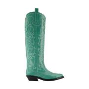 Leather boots Ganni , Green , Dames