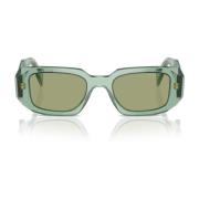 Rechthoekige Zonnebril Groene Salie Transparant Frame Prada , Green , ...