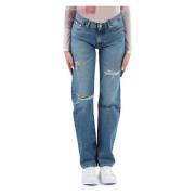 Low Rise Straight Jeans Vijf Zakken Calvin Klein Jeans , Blue , Dames