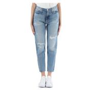 Mom Fit Denim Jeans Vijf Zakken Calvin Klein Jeans , Blue , Dames