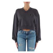 Katoenen V-hals sweatshirt met logopatch Calvin Klein Jeans , Gray , D...