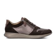 Taupe Suede Lage Sneakers Hartjes , Multicolor , Dames