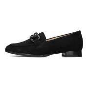 Blauwe Suède Loafers met Zwarte Decoratie Hassia , Black , Dames