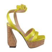 Satijn Kurk Natuurlijke Sandalen Sergio Rossi , Yellow , Dames