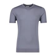 Blauw T-shirt met zijdeblend Profuomo , Blue , Heren