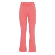 Roze Katoenen Geknipte Hoge Taille Jeans Mother , Pink , Dames