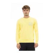Gele Crewneck Sweater met Voorzak Baldinini , Yellow , Heren