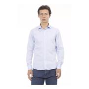 Slim Fit Italiaanse Kraag Katoenen Overhemd Baldinini , Blue , Heren