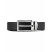 Omkeerbare leren riem met verwisselbare gespen Armani , Black , Unisex