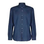 Gewassen Franse Kraag Shirt Fay , Blue , Heren