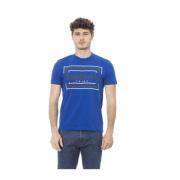 Blauw Katoenen Ronde Hals T-Shirt met Voorprint Baldinini , Blue , Her...