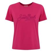 Fuchsia Geborduurd T-shirt Korte Mouw MC2 Saint Barth , Pink , Dames