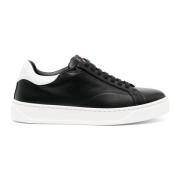 Zwarte Leren Lage Sneakers Lanvin , Black , Heren