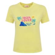 Gele Geborduurde T-shirt Ibizia Lover MC2 Saint Barth , Yellow , Dames