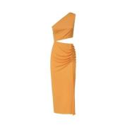 Amber Riri Lange Jurk met Drapering Andamane , Orange , Dames