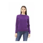Stijlvolle Paarse Wol Crewneck Sweater Baldinini , Purple , Dames