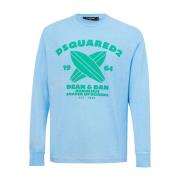 Lange Mouw Bedrukt T-shirt Dsquared2 , Blue , Heren