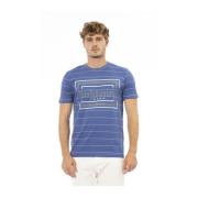 Blauw Katoenen T-shirt met Frontprint Baldinini , Blue , Heren