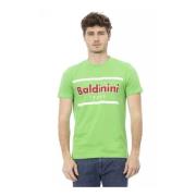 Groene Katoenen T-shirt Mannen Ronde Hals Baldinini , Green , Heren