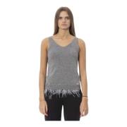 Trendy Mouwloze Wollen Top Baldinini , Gray , Dames