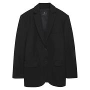 Wollen Blazer met Revers Anine Bing , Black , Dames