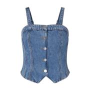 Denim Corsaria Corset Top mbyM , Blue , Dames