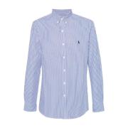 Blauw Wit Shirt Klassieke Stijl Ralph Lauren , Blue , Heren