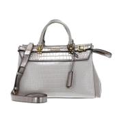 Krokodil Satchel Handtas - Metalen Stijl Guess , Gray , Dames