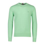 Groene Sweater Ronde Hals Katoenmix Tommy Hilfiger , Green , Heren